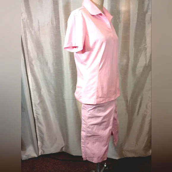 Nike Golf Polo Shirt, Women, Pink, Collar,V1/4 Button, Stretch, Logo, M 8-10 - Picture 6 of 10